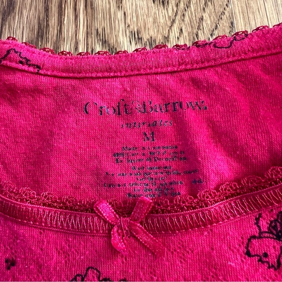 Croft & Barrow Intimates Medium Scottie Dog Winter Pajama Set Red Shirt Pants - Picture 4 of 8